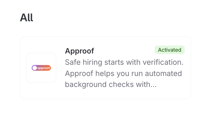 Approof aktivert i Teamtailor Marketplace